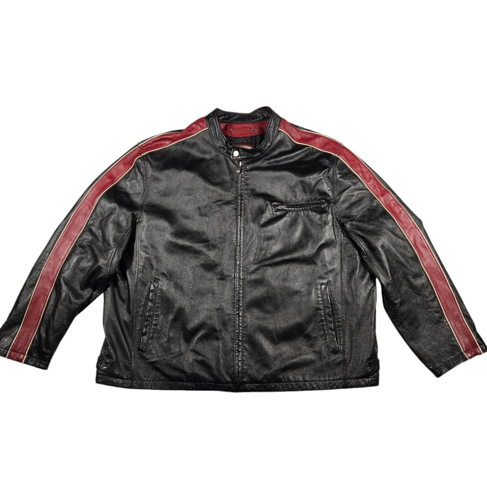 Wilsons Leather Jacket M. Julian Black Red Full Zip Biker Racer Mens Size 3X